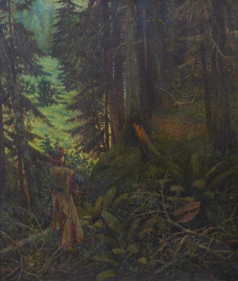 "Сказка". Худ. В.М. Васнецов (1880-е гг.). Вот он мрачный ельник - идеальное место для избушки на курьих ножках, жилища Бабы-Яги.