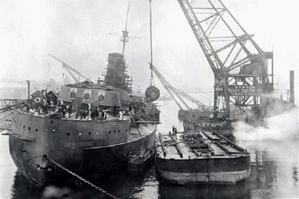 Линкор "Император Александр III" ("Воля") в достройке, 1916.