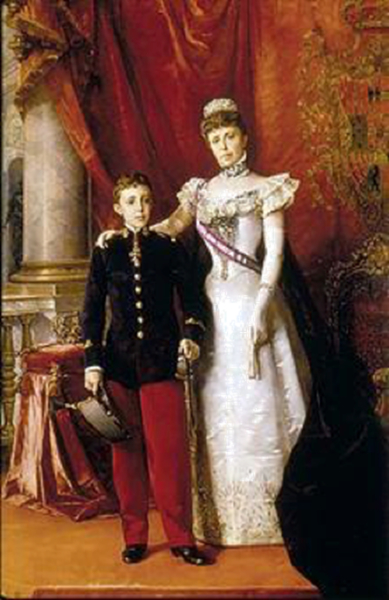 Королева-регентша Мария Кристина с сыном – будущим королем Альфонсо XIII