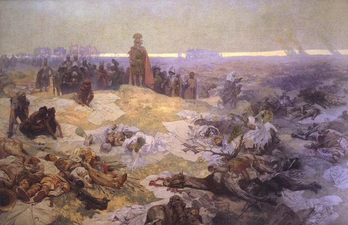 Альфонс Муха : После Грюнвальдской битвы. Ян Сокол.1924